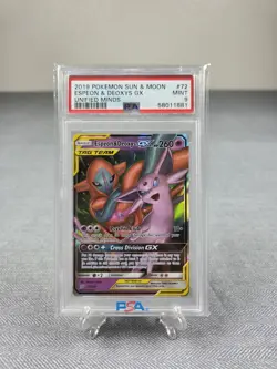2019 Pokemon Sun & Moon Espeon & Deoxys GX Unified Minds #72 Mint PSA 9 - Image 1