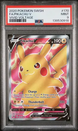 Fa/Pikachu V Pokemon Sword & Shield Vivid Voltage 170 PSA {{cardGame}} - Image 1