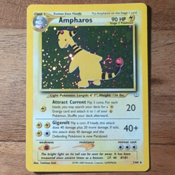 Pokemon TCG Ampharos 01/64 Neo Revelation Holo Rare 90 HP English 2000 Unlimited - Image 1