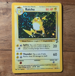 Pokemon TCG Raichu 16/130 Base Set 2 Holo Rare 80 HP English Sugimori - Image 1