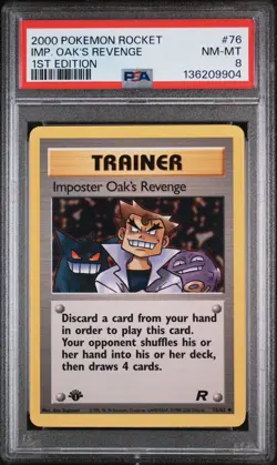 2000 Pokemon Team Rocket 1st Edition #76 Imposter Oak's Revenge PSA 8 NM-MT - Image 1