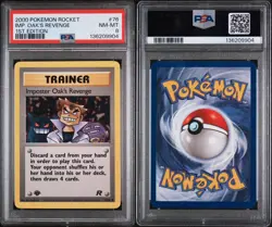 2000 Pokemon Team Rocket 1st Edition #76 Imposter Oak's Revenge PSA 8 NM-MT - Image 3