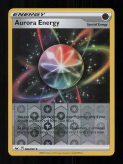 REVERSE HOLO AURORA ENERGY UNCOMMON 186/202 NM POKEMON - Image 1