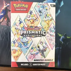 Pokemon Scarlet & Violet Prismatic Evolutions Booster Bundle Box with 6 Packs - Image 1