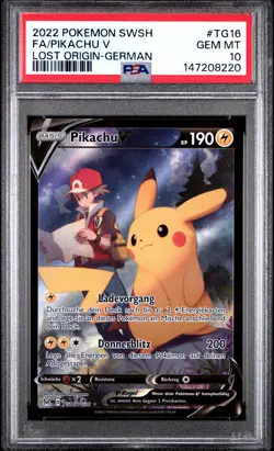 2022 Pokemon Verlorener Ursprung Pikachu V PSA 10 Gem Mint #TG16 Deutsch - Image 2