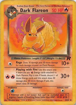 Dark Flareon 35/82 Uncommon Team Rocket Pokemon Unlimited Damaged - Image 1