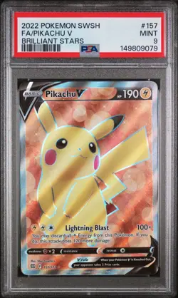 Fa/Pikachu V Brilliant Stars Pokemon Sword & Shield Brilliant Stars 157 NM PSA 9 - Image 1