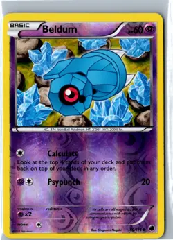 Pokemon Card - Beldum - 50/116 - Common - Reverse Holo - Plasma Freeze - Image 1