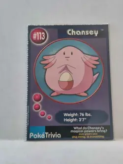 1999 Burger King Poketrivia Card #113 Chansey - Image 1