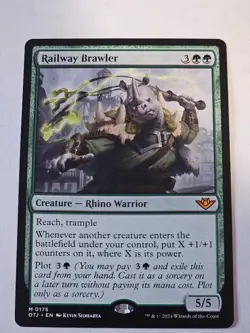 MTG- Railway Brawler - Outlaws of Thunder Junction - Image 1