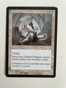 MTG EXODUS EXALTED DRAGON NM MAGIC THE GATHERING WHITE RARE CREATURE ENGLISH - Image 1