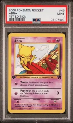 Pokemon - 1st Edition Abra - 2000 WOTC Team Rocket - PSA 9 - Image 3