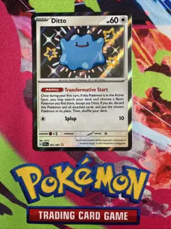 Pokemon TCG Baby Shiny Blue Ditto 201/091 SV: Paldean Fates Holo NM Condition - Image 1