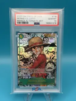 2025 One Piece Op13 Monkey D. Luffy Manga Alternate Art PSA 10 #118 Gem 💎 - Image 1