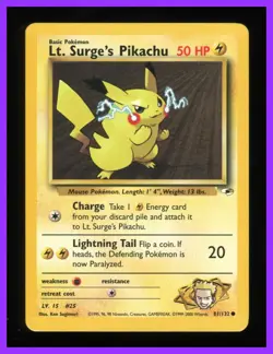 Lt. Surge's Pikachu - 81/132 - Gym Heroes - Common Card - Pokemon Card - Image 1
