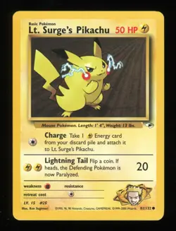 Lt. Surge's Pikachu - 81/132 - Gym Heroes - Common Card - Pokemon Card - Image 4