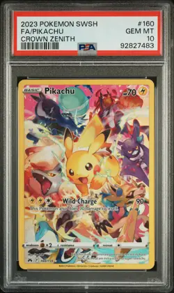 2023 POKEMON SWORD & SHIELD CROWN ZENITH #160 FULL ART/PIKACHU PSA 10 - Image 1