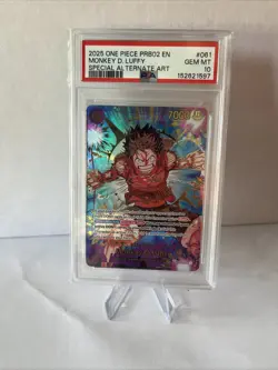 One Piece Monkey.D.Luffy PRB02 EN SP Alt Art PSA 10 - Image 1