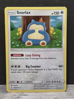 Pokemon TCG Cards Snorlax 158/214 Unbroken Bonds Holo Rare NM Never Played - Image 1