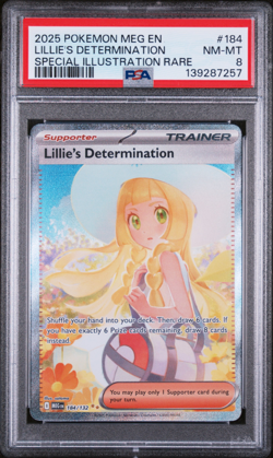 PSA 8 2025 POKEMON MEG EN-MEGA EVOLUTION #184 LILLIE'S DETERMINATION SPECIAL - Image 1