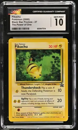CGC 10 GEM MINT Pikachu # 27 "Bumblebee" WOTC Black Star PROMO Pokemon Card - Image 1