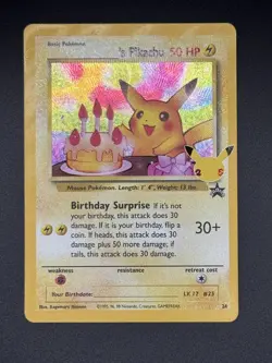 Pokemon Pikachu Birthday Card Celebrations NM + Ancient Mew MP - Image 1
