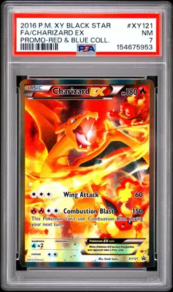 2016 POKEMON XY BLACK STAR PROMO #XY121 FULL ART/CHARIZARD EX PSA 7 - Image 1