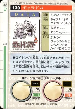 Gyarados Carddass 1996 Vintage Pokemon Pocket Monsters Vending Card B46 HP - Image 2