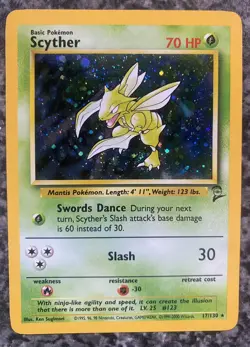 Vintage Pokemon TCG Scyther Holo Base Set 2 017/130 NM - Image 1