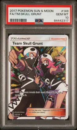 2017 Pokemon Team Skull Grunt Full Art Sun & Moon #149 PSA 10 GEM MINT - Image 1
