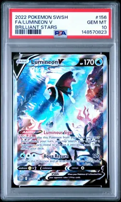 2022 POKEMON SWORD & SHIELD BRILLIANT STARS #156 FULL ART/LUMINEON V PSA 10 - Image 1