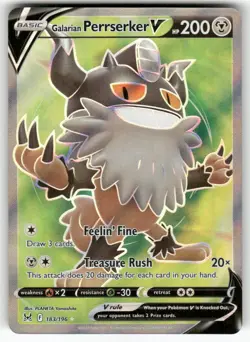 Galarian Perrserker V 183/196 Ultra Rare Lost Origin Pokemon Near Mint - Image 1