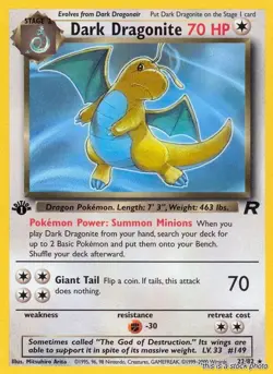 Pokemon Dark Dragonite (22) Team Rocket 22/82 1st Edition Rare NM - Image 1