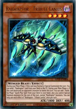 Yugioh Raidraptor - Tribute Lanius GFTP-EN084 1st Edition Ultra Rare NM - Image 1