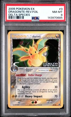 DRAGONITE REVERSE HOLO 3/113 DELTA SPECIES POKEMON PSA 8 - Image 1