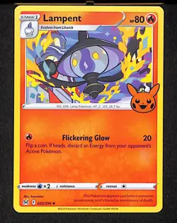 Lampent 025 Uncommon Pokemon Lost Origin 196 2022 Trick or Trade - Image 1