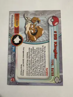 Kingler #99 Blue Label First Edition 🔥 Topps Pokemon 2000 - Good Condition - Image 2