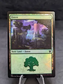 Forest FOIL | MTG Magic Theros Beyond Death | Miscut Misprint | NM | D - Image 1