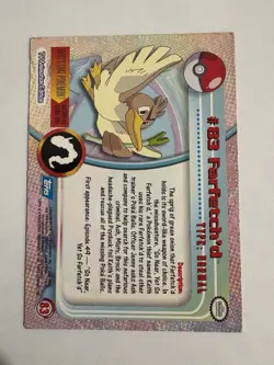 Farfetch’d #83 Blue Label First Edition 🔥 Topps Pokemon 2000 - Good Condition - Image 2