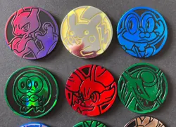 10 X Pokemon Coins Coin Tokens Shiny Pikachu Mewtwo Lugia Froakie Rayquaza - Image 3