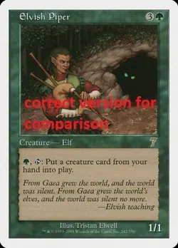 MTG MISPRINT ERROR TRADITIONAL CHINESE 7TH EDITION ELVISH PIPER NM RARE CREATURE - Image 2
