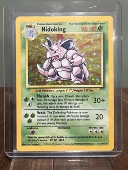 Pokemon TCG Nidoking Base Set Holo Unlimited Rare Card 11/102 LP - Image 1