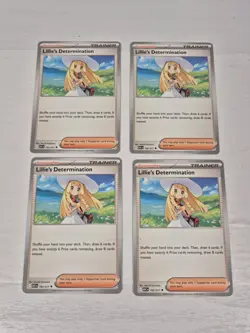 4 x Lillie's Determination 192/132 Trainer Playset Pokemon TCG Deck Building - Image 1