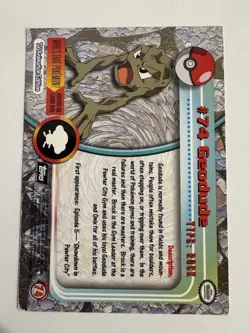 Geodude #74 Black Label Second Edition Topps Pokemon 1999 - Good Condition - Image 2