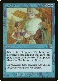 MTG MERCADIAN MASQUES BRIBERY NM MAGIC THE GATHERING BLUE RARE ENGLISH SORCERY - Image 3