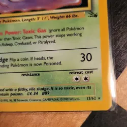 Vintage Base Set Pokemon Muk 13/62 Holo Rare Fossil Set 70 HP 1999 English - Image 4