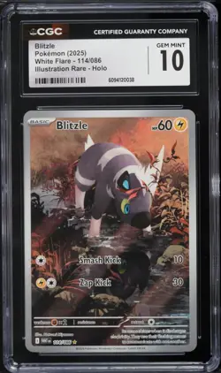 CGC Gem Mint 10 Blitzle 114/086 Pokemon White Flare WHT EN - Image 1