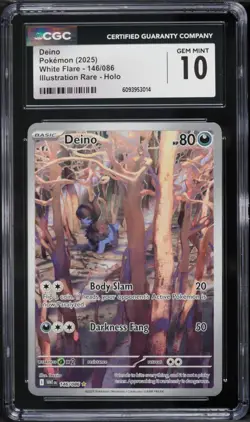 Deino CGC 10 GEM MINT Illustration Rare *White Flare* 146/086 * Pokemon - Image 1