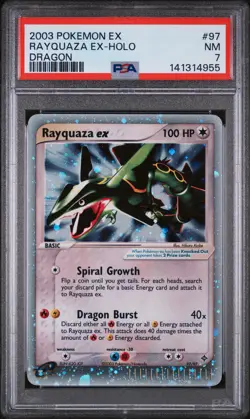 2003 POKEMON EX DRAGON #97 RAYQUAZA EX-HOLO PSA 7 - Image 1