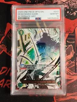 Namco One Piece CCG Asura Dead Man's Game OP12-037 Alt Art Foil Rare PSA 10 - Image 1